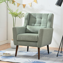 Load image into Gallery viewer, Modern Accent Chair, Teddy Fabric Living Room Chairs Comfy Reading Chair, Mid Century Accent Chair, Lounge Arm Chairs Armchair For Living Room Bedroom - Light Green
