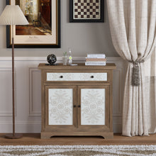 Load image into Gallery viewer, Accent Cabinet With Carved Floral Panels, Sideboard With Drawer And Double Doors - Antique Brown / White
