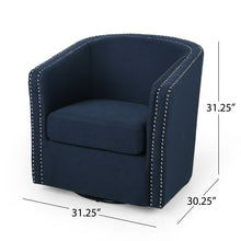 Load image into Gallery viewer, Modern Upholstered Swivel Club Chair With Nailhead Trim
