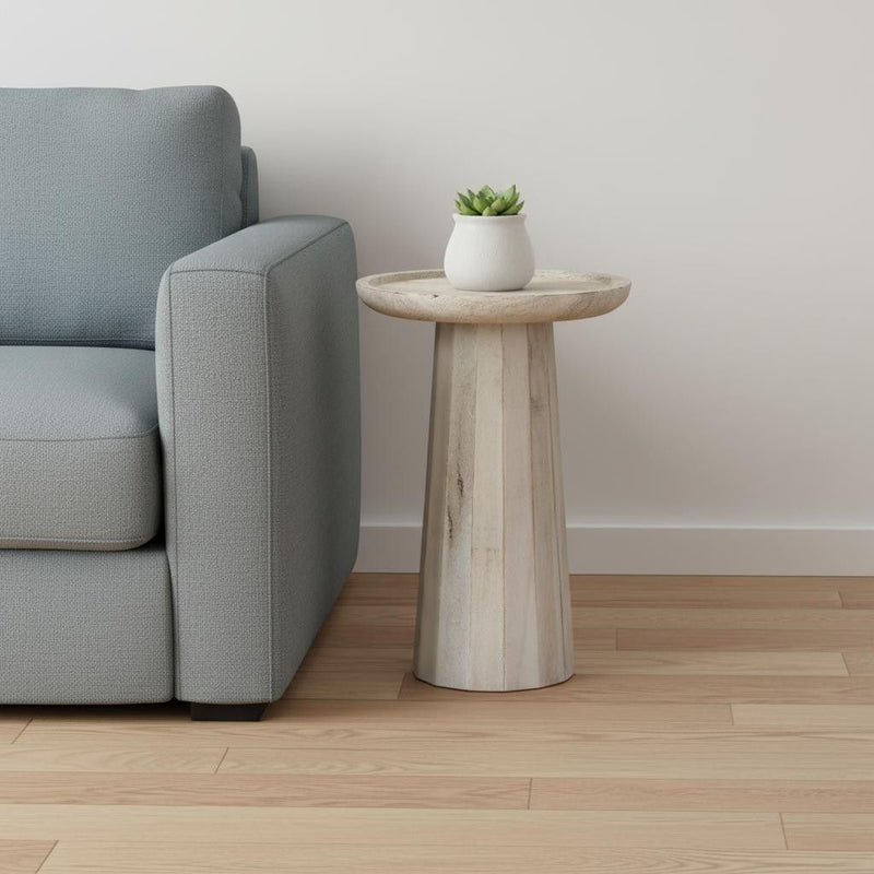 Round End Table Wood - White