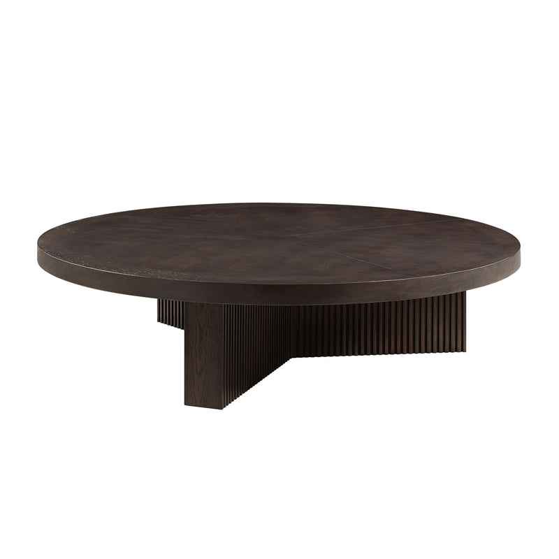 Wood Round Cross Legs Coffee Table - Espresso