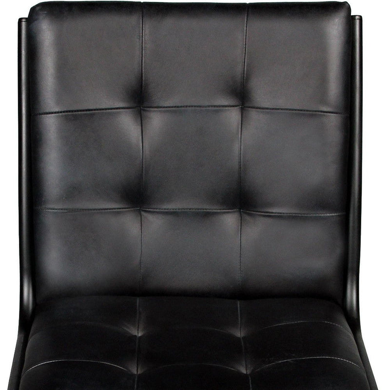 Tufted Upholstered Leather Dining Side Chair - Black
