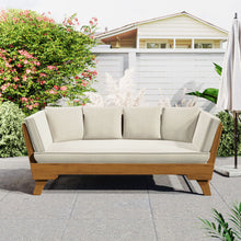 Load image into Gallery viewer, Outdoor Patio Daybed Sofa, 3 Seat Sofa With Foldable Arm 4 Back Pillows
