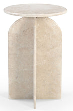 Load image into Gallery viewer, Marble Round Pedestal End Table - Cream
