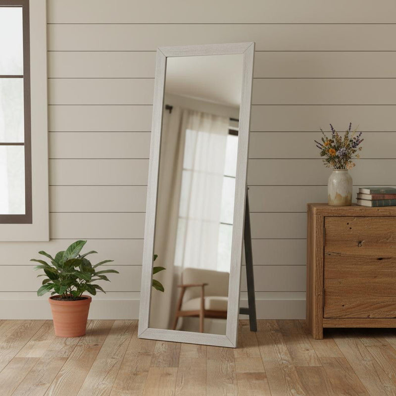 Brushed Wooden Mirror - White