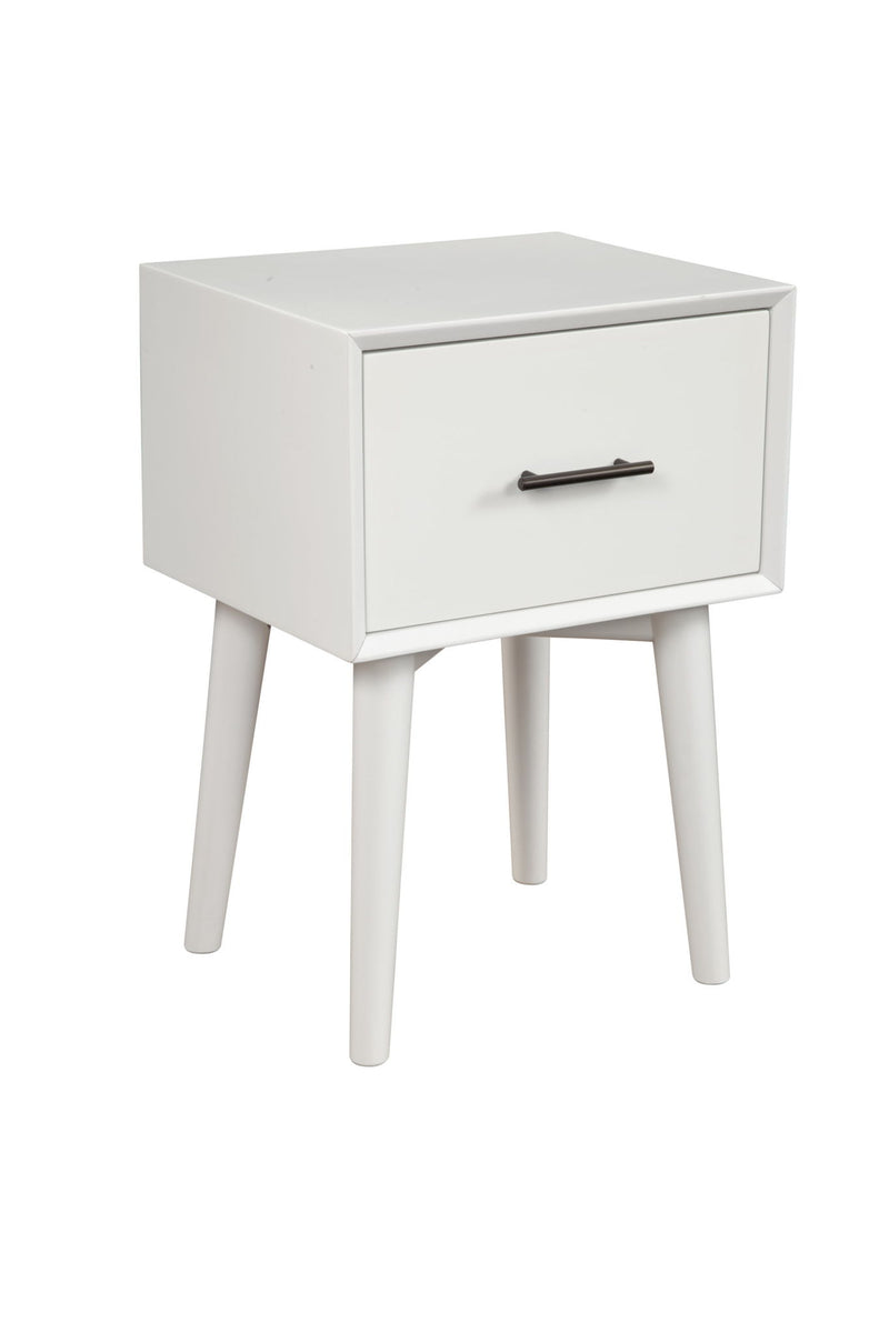 Wood End Table With Drawer - White