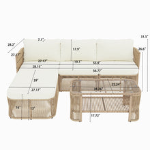 Load image into Gallery viewer, Outdoor Modular Conversation Sofa With Cushions And Coffee Table - Beige
