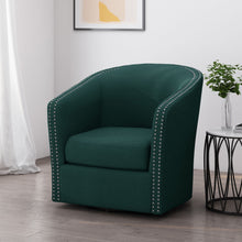 Load image into Gallery viewer, Modern Upholstered Swivel Club Chair With Nailhead Trim
