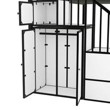 Load image into Gallery viewer, Metal Twin over Twin Castle-shaped Bunk Bed with Wardrobe and Multiple Storage, Black+White
