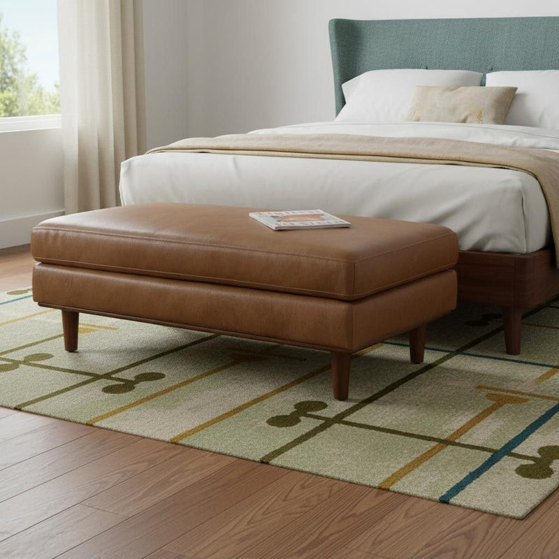 49" Leather Cocktail Ottoman - Brown