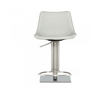 Load image into Gallery viewer, 29" Faux Leather And Stainless Steel Swivel Low Back Bar Height Bar Chair - Light Gray And Silver

