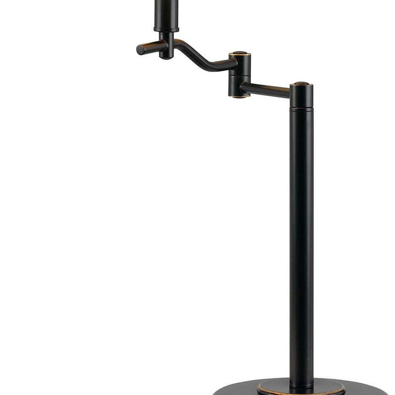 Metal Swing Arm Table Lamp With Off-White Empire Shade - Bronze