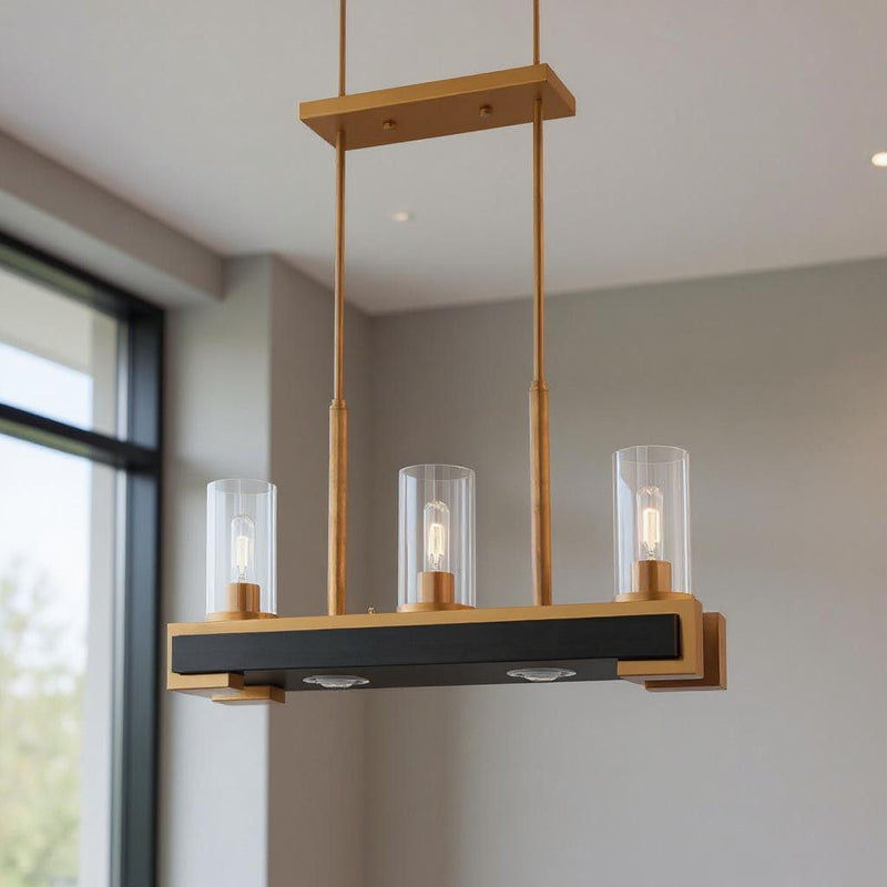 Two Light Dimmable Chandelier With Shades - Gold