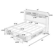 Load image into Gallery viewer, Transitional Bed With Smooth Gliding Drawers, Built In Lights, Open Headboard Shelves
