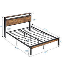 Load image into Gallery viewer, Metal Platform Bed Frame With Wooden Headboard And Footboard With USB Liner, No Box Spring Needed, Under Bed Storage
