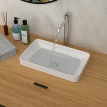 Load image into Gallery viewer, Semi Recessed Bathroom Sink With Countertop Vessel Design, 19" X 12" - White

