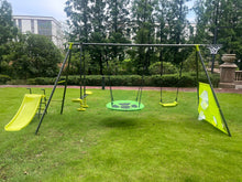 Load image into Gallery viewer, Interesting Six Function Swingset With Net Swing Metal Plastic Safe Swing Set 440Lbs For Outdoor Playground For Age 3+ With 31.5&quot; Net Swing - Gray / Blue
