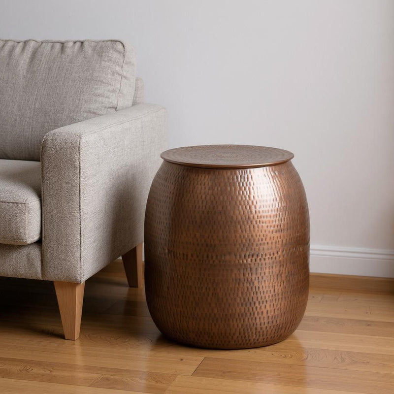 21" Metal Round End Table - Copper