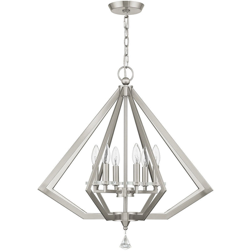 26'' 6 Light Dimmable Chandelier With Shades - Nickel