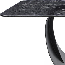 Load image into Gallery viewer, Glass Double Geo Pedestal Base Dining Table - Black / Brass
