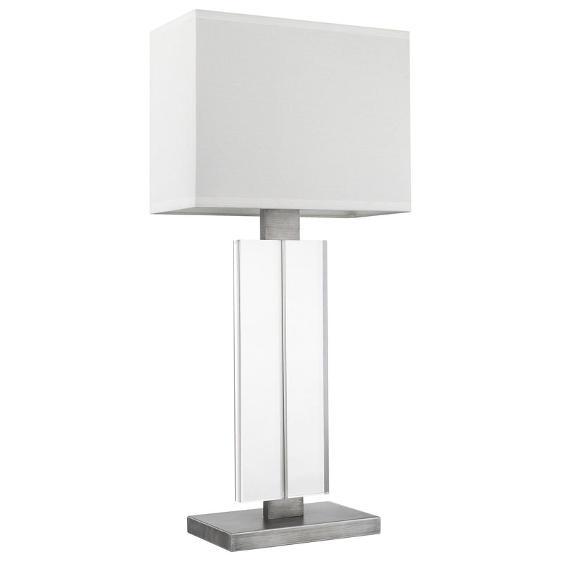 Metal And Acrylic Buffet Lamp With White Shade - Silver