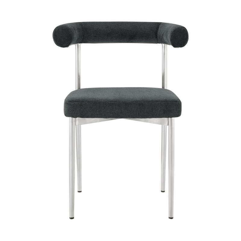 Upholstered Polyester Open Back Dining Chairs (Set of 2) - Gray