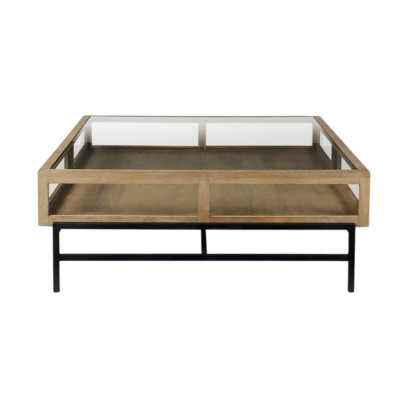 Glass And Metal Square Coffee Table - Clear And Black
