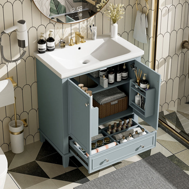 Modern Bathroom Vanity With Sink Combo, Multi Functional Cabinet With Doors And Drawer