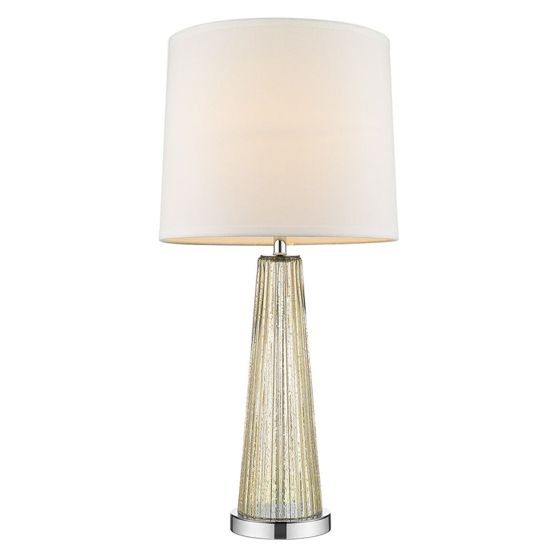 Glass Buffet Lamp With Off-White Empire Shade - Champagne