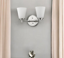 Load image into Gallery viewer, Two Light Wall Light With Frosted Glass Shade - Silver
