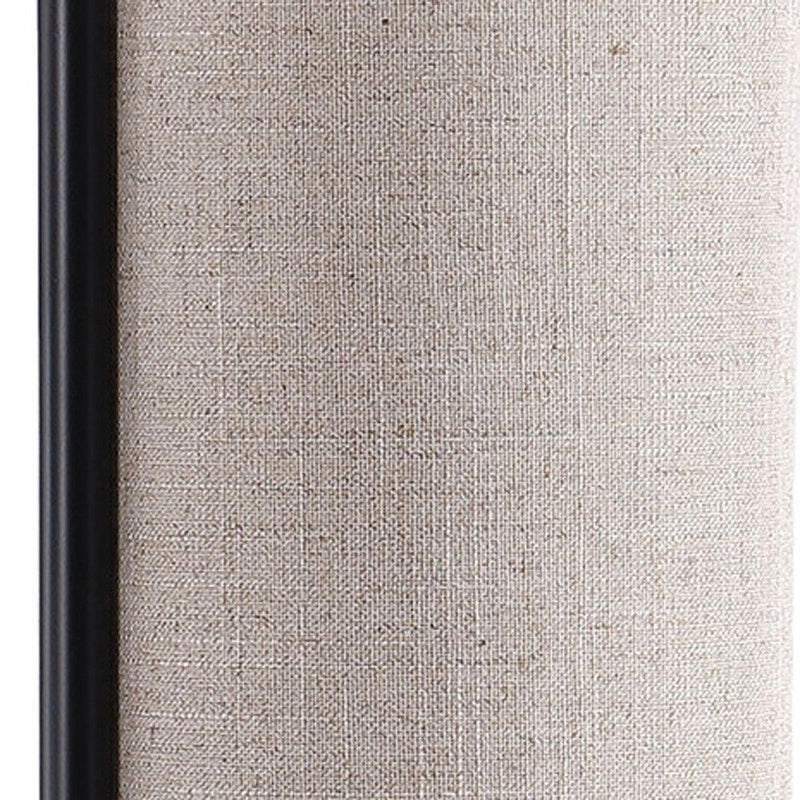 Metal Bedside Lamp With Beige Cylinder Shade - Black