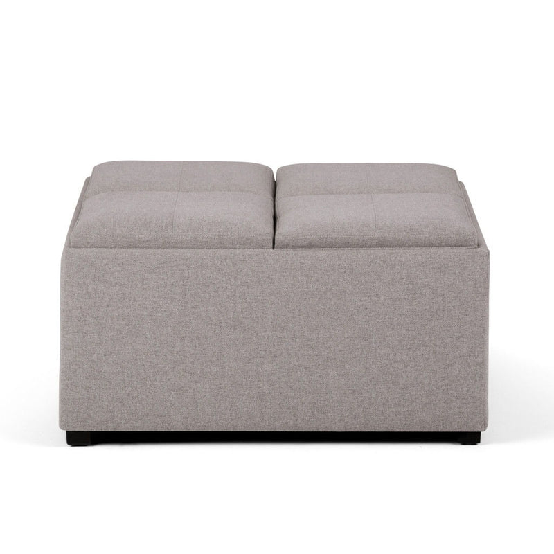 Fabric Cocktail Ottoman With Storage - Gray / Dark Brown
