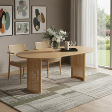 Load image into Gallery viewer, 79'' Double Pedestal Base Oval Wood Dining Table - Natural
