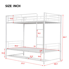 Load image into Gallery viewer, Twin Over Twin Metal Bunk Bed with Shelf and Guardrails, White
