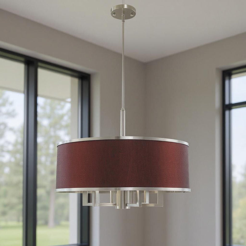 20" Seven-Light Dimmable Chandelier With Shades - Nickel
