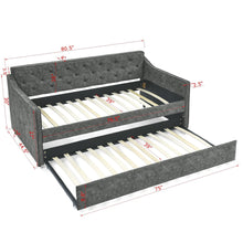 Load image into Gallery viewer, Twin Upholstered Daybed With Trundle, Waved Arms - Gray
