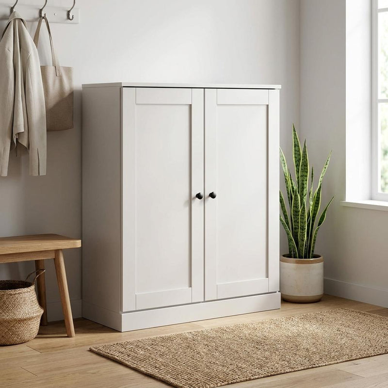 Twenty Pair Solid Woodshoe Storage Cabinet (752356) - Off White