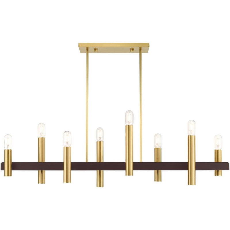 Eight Light Dimmable Chandelier With Shades - Bronze