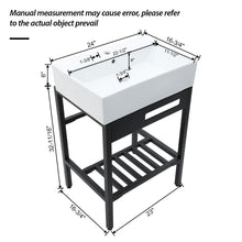 Load image into Gallery viewer, Console Sink With 304 Legs, 24&quot; X 16.75&quot;, Wall Mounted Design - White / Black
