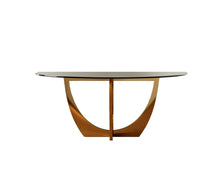 Load image into Gallery viewer, Glass Stainless Steel Pedestal Base Oval Dining Table - Clear / Gold

