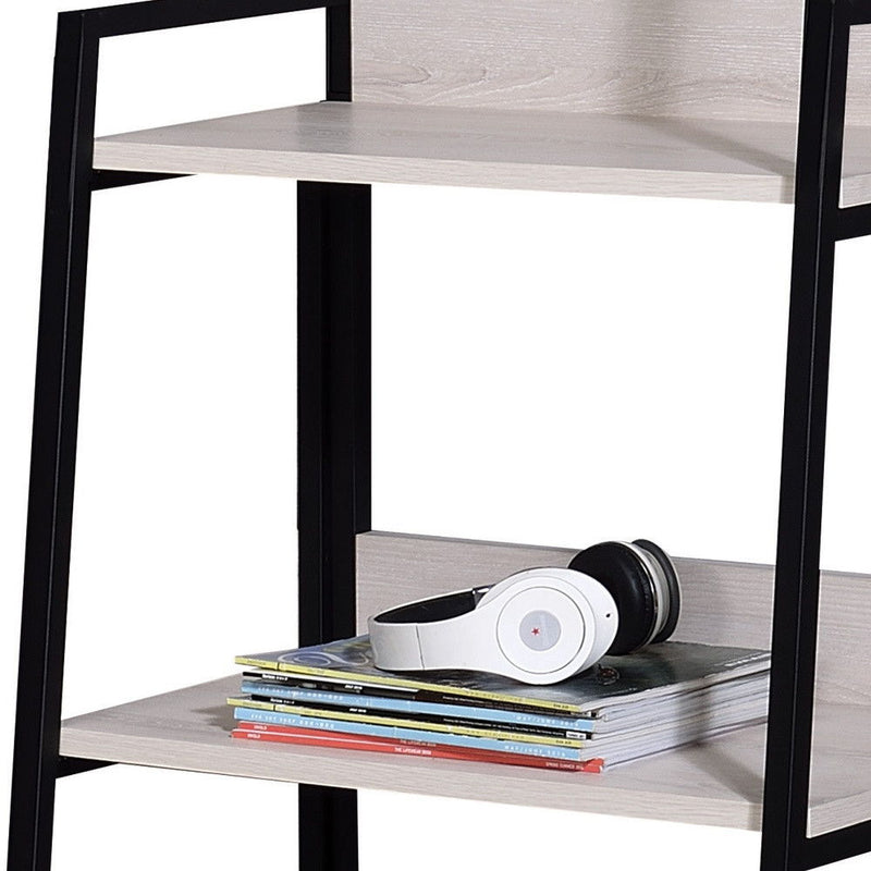 Three Tier Ladder Bookcase - Natural / Black