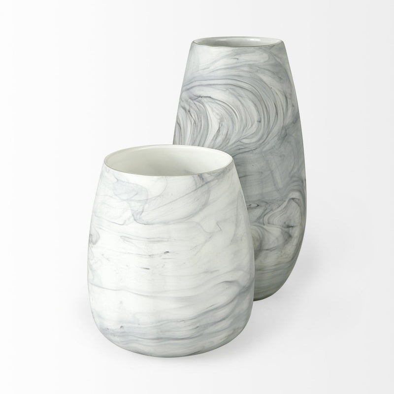 Abstract Cylinder Table Vase (397561) - Gray / White
