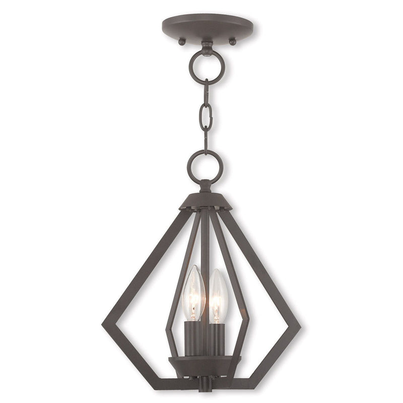 13" Two Light Dimmable Chandelier With Shades - Bronze