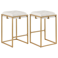 Load image into Gallery viewer, Square Counter Height Stools (Set of 2) - Beige / Gold
