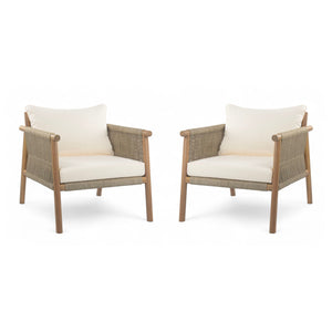 Modern Outdoor Woven Lounge Chair With Solid Frame And Cushions