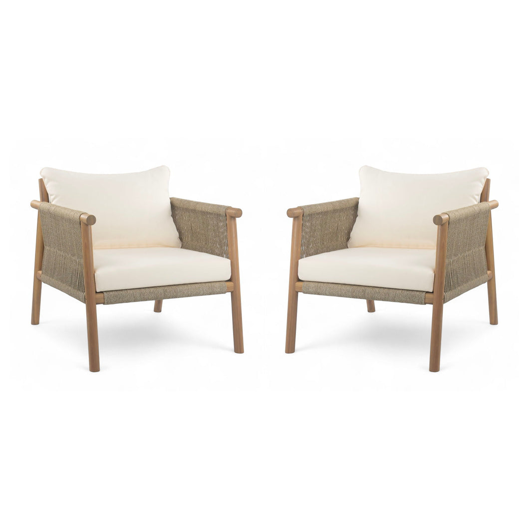 Modern Outdoor Woven Lounge Chair With Solid Frame And Cushions