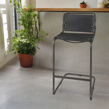 Load image into Gallery viewer, Leather And Iron Bar Chair - Black
