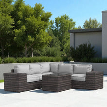 Load image into Gallery viewer, Modern Patio Rattan Sectional Set With Cushions

