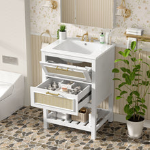 Load image into Gallery viewer, Modern Bathroom Vanity With Integrated Sink, Cabinet With 1 Deep Drawer And 1 Tip-Out Drawer
