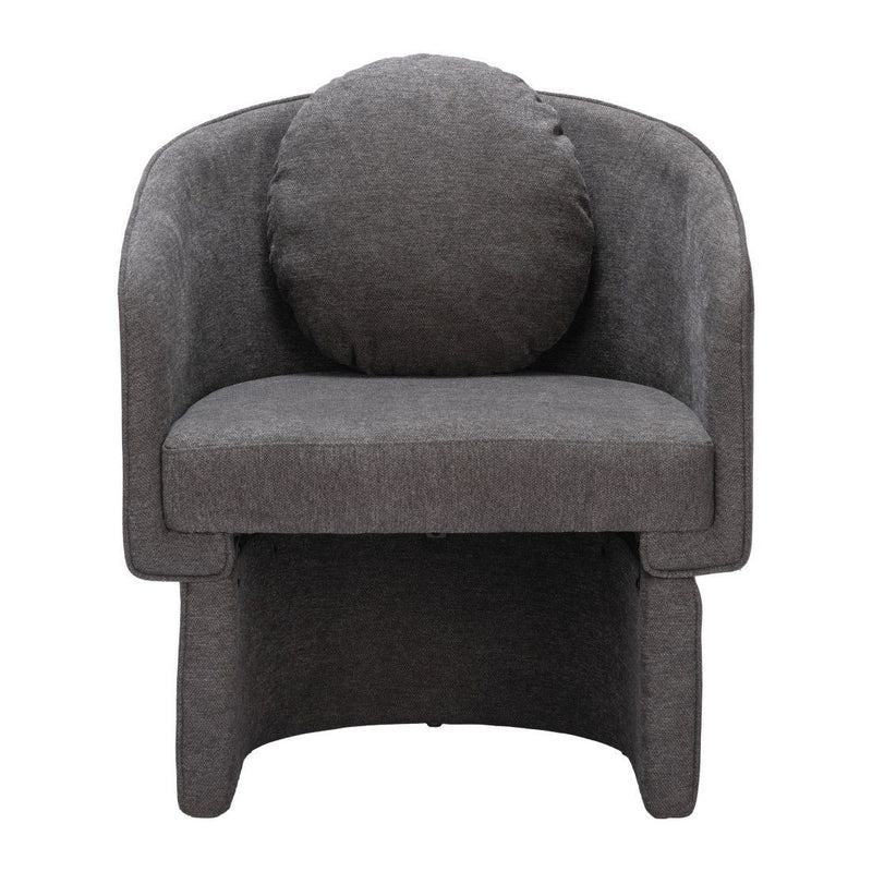 Fabric Barrel Chair And Toss Pillow - Gray